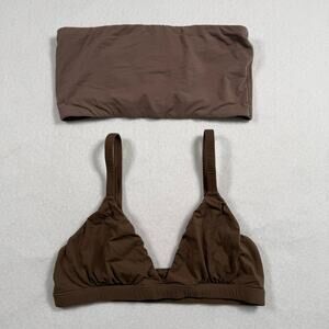 SKIMS Bra Bundle of 2 Tan Bandeau Brown Triangle Bralette